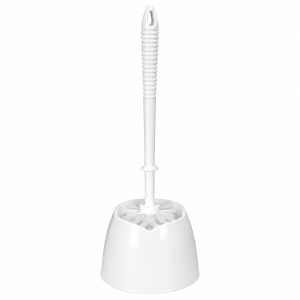 Toilet Brush Set Round White Plastic